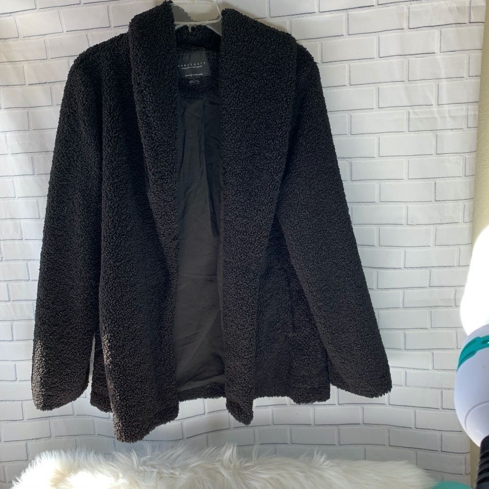 Sanctuary Black‎ Fleece Jacket Size L